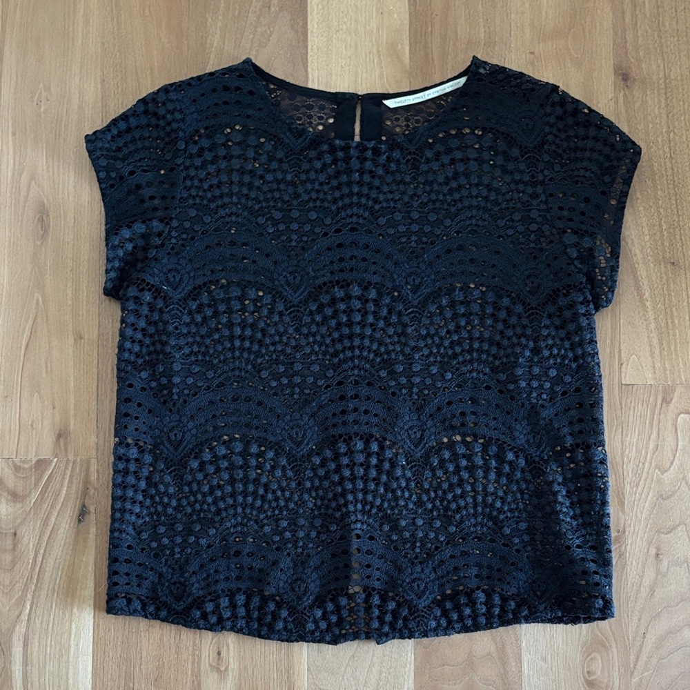 Twelfth Street by Cynthia Vincent black lace blouse